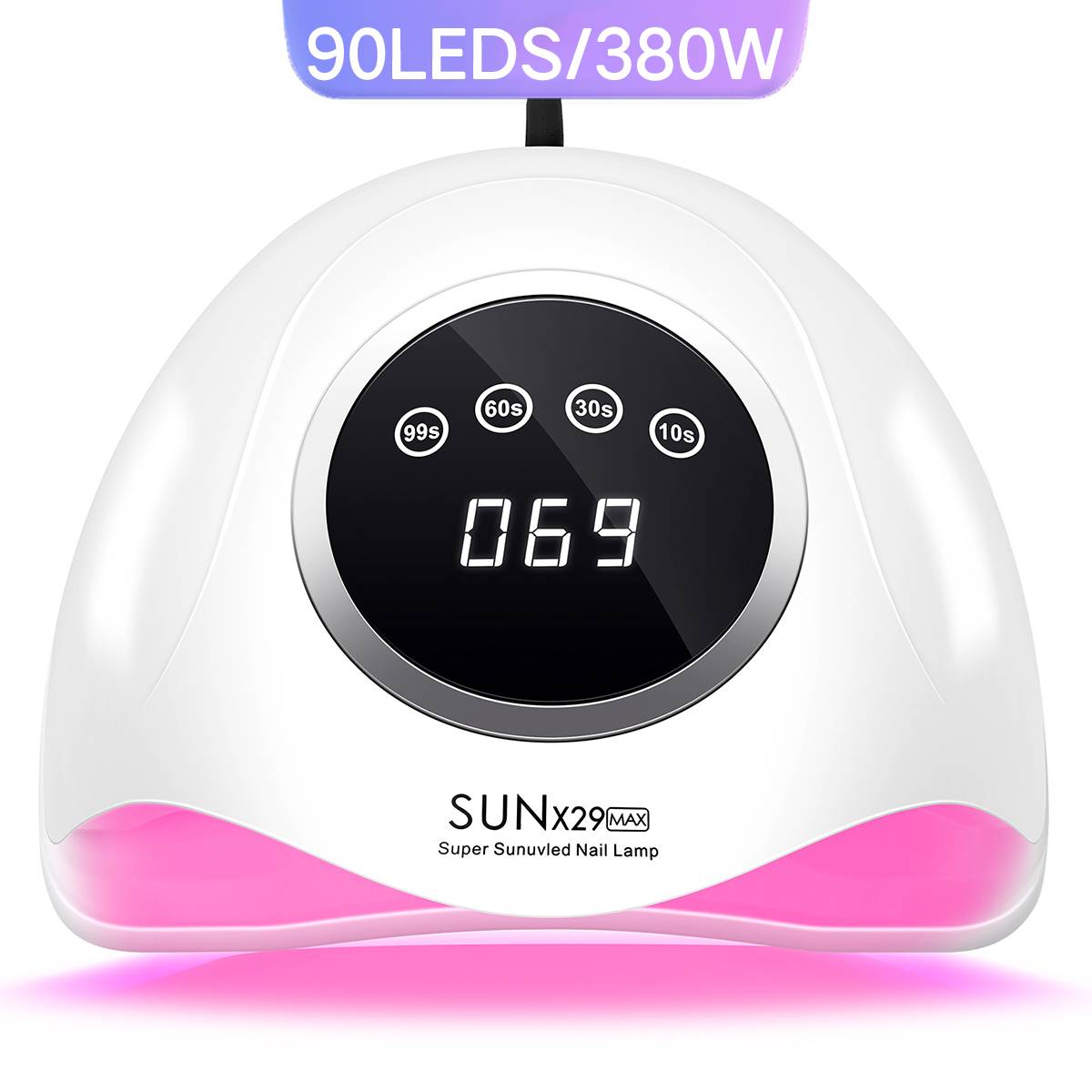 DianaBeauty 380W Professional UV LED Nail Lamp For Quick Drying Gel Nail Polish 90LEDS Gel Drying Lamp With 4 Timer Setting