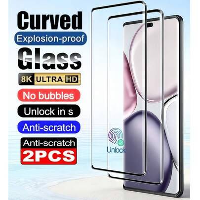 2 st. Ultra HD 3D böjda härdade glasfilmer med 9H hårdhet, kompatibel med Redmi Note 15 14 Pro 13 Pro + Honor 90 100 200 300 400 Magic 7/6/5 Lite Pro - Genomskinlig (Multi-size)