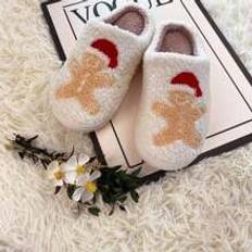 Autumn/Winter New Christmas Santa Claus, Christmas Tree, Snowman, Christmas Stocking, Gingerbread Man & Reindeer Thickened Plush Slippers, Couple Cozy Thick Sole Indoor Warm Fabric Slippers