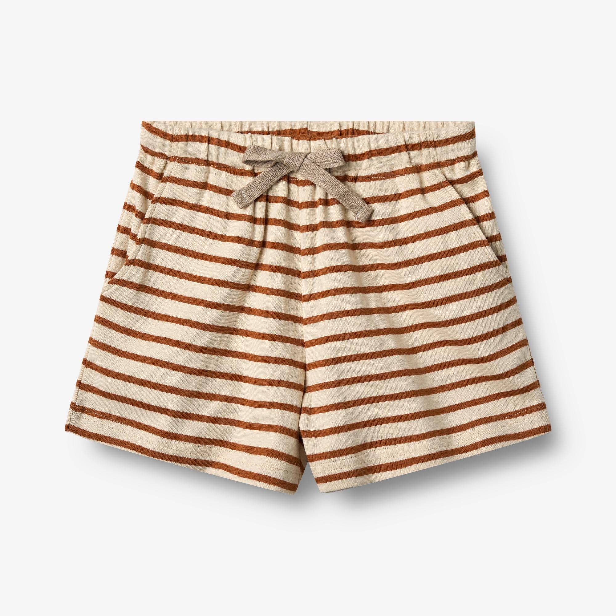 WHEAT® - Jersey Shorts Kalle - warm caramel stripe - Str 140.