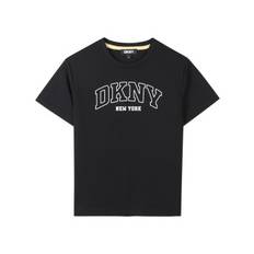 DKNYunisex til børn. D62237 Kortærmet t-shirt med logo, sort (4Años= 102cm), Casual, Polyester, børnetøj