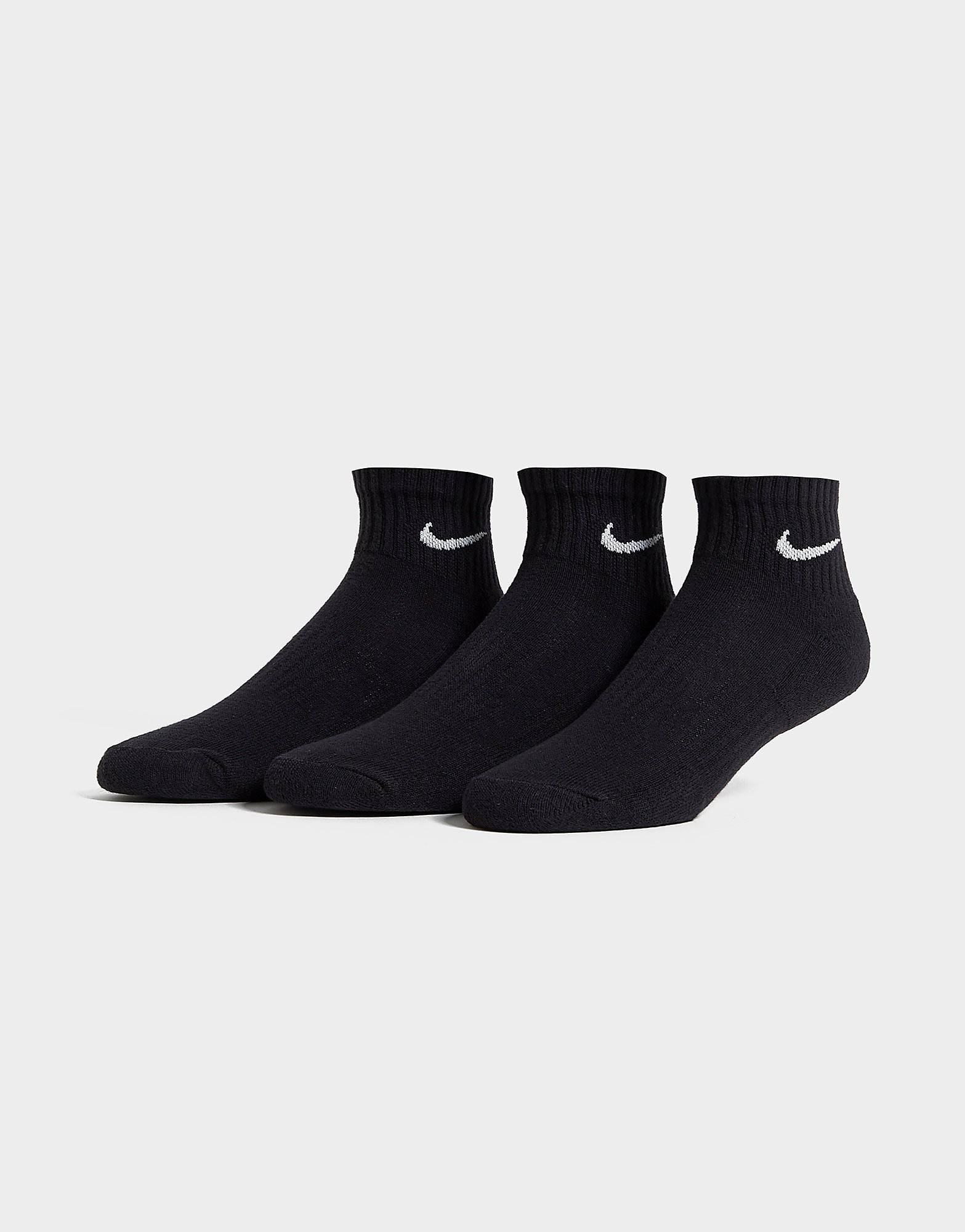 Nike 3 Pack Cushioned Quarter Sokker Herre, Sort