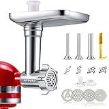 Köttkvarn i rostfritt stål för KitchenAid-mixers, köttkvarn, korvfyllare, perfekt kvarnfäste för KitchenAid, diskmaskinssäker (maskin/mixer ingår inte)