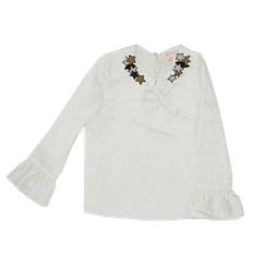 SEMSEM | Najma Long Sleeve Shirt | Kid's White Girls' Blouses