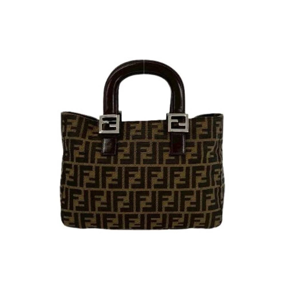 Fendi Vintage - Pre-owned FF Logo Canvas Läder Handväska Vintage - Dam - ONE Size - Läder