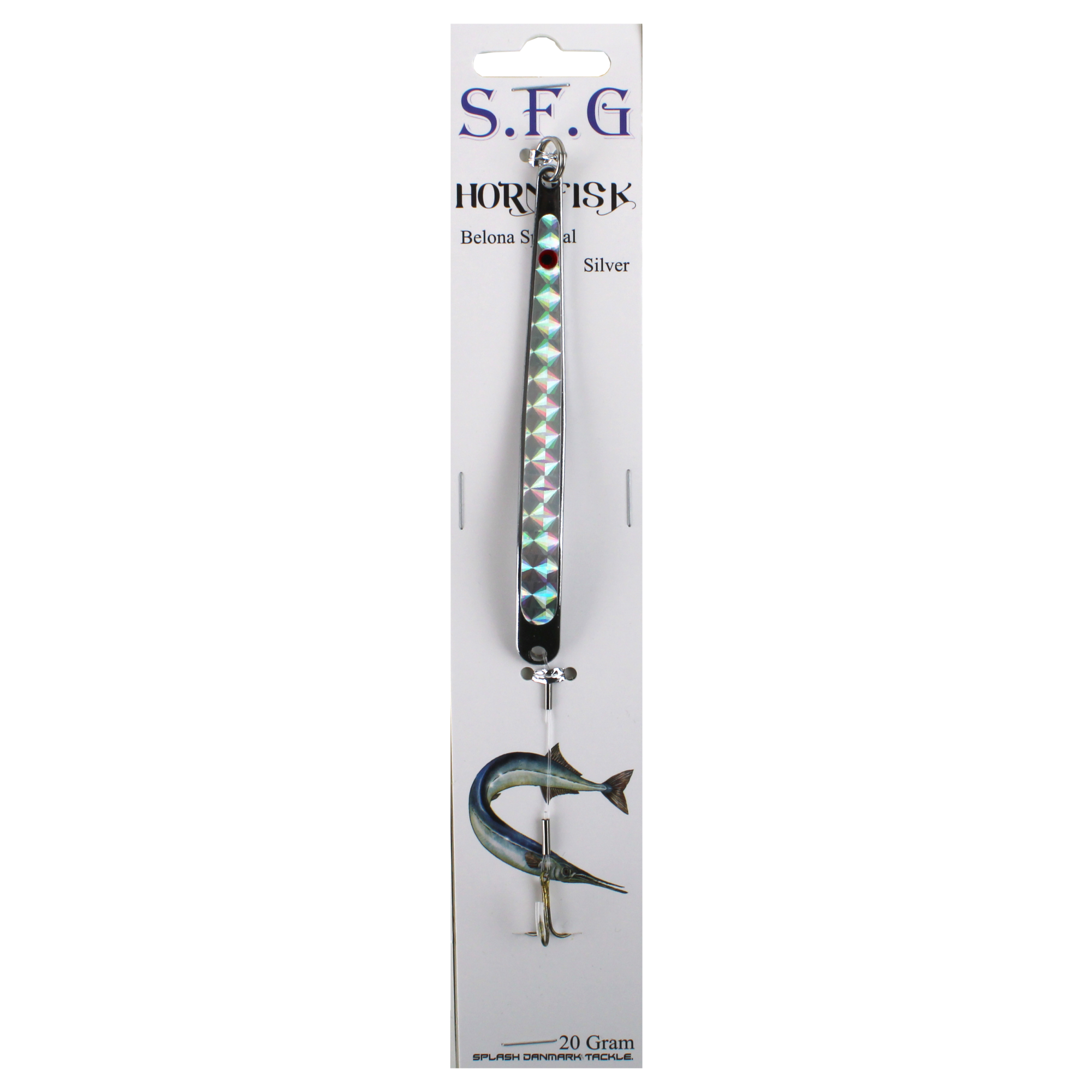 SFG Hornfiskeblink 20g Sølv - Med Krog Rig.