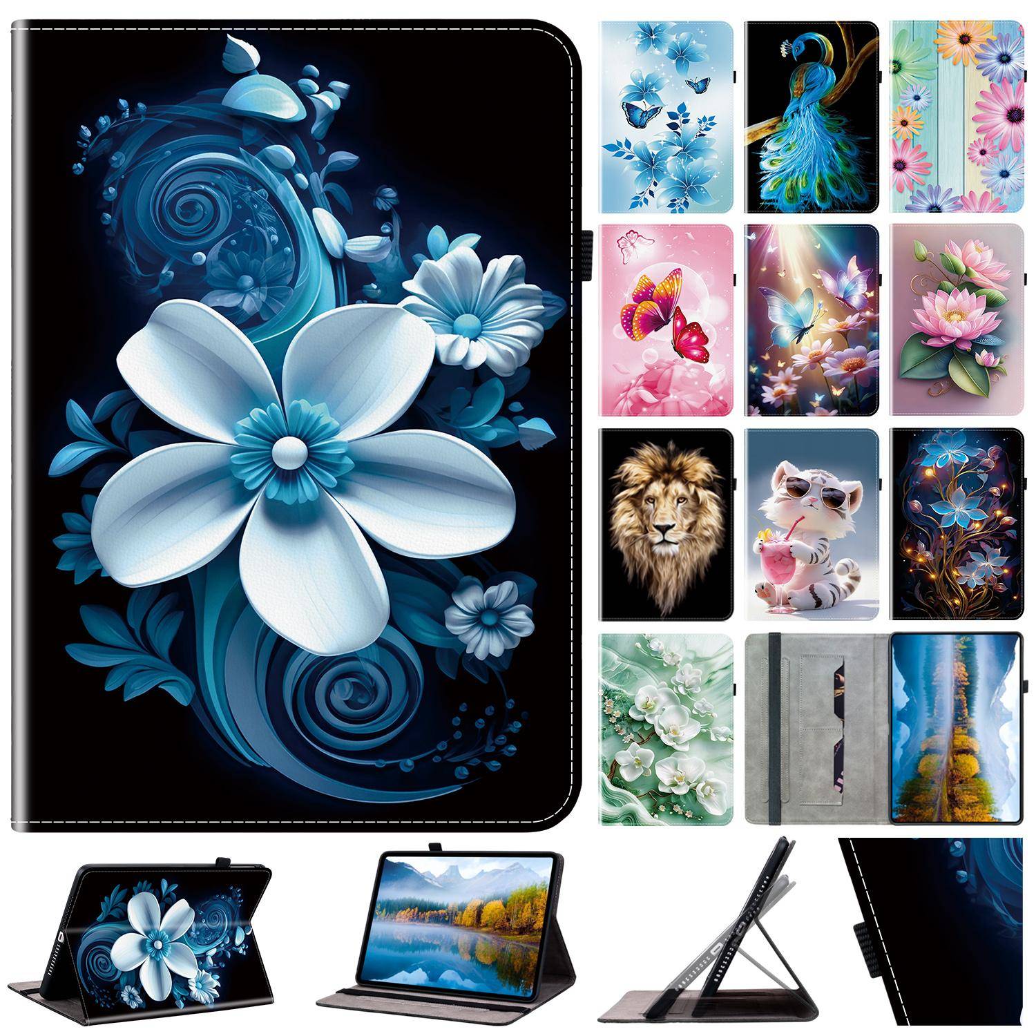 Surfplattefodral i PU-läder för Apple iPad (2025)-11 stilar! Hållbar, med 2 Ställplatser, Pennhållare & Kortfack, Flexibelt TPU Baksida