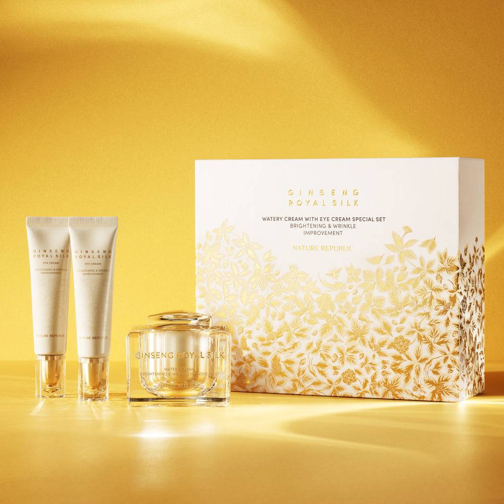 NATURE REPUBLIC Ginseng Royal Silk Watery Cream med Ögonkräm Specialset (Kräm 60ml & Ögonkräm 30ml X2) white