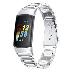 Chofit remmar kompatibla med Fitbit Charge 6 rem, metall rostfritt stål ersättningsband affärsarmband för laddning 6