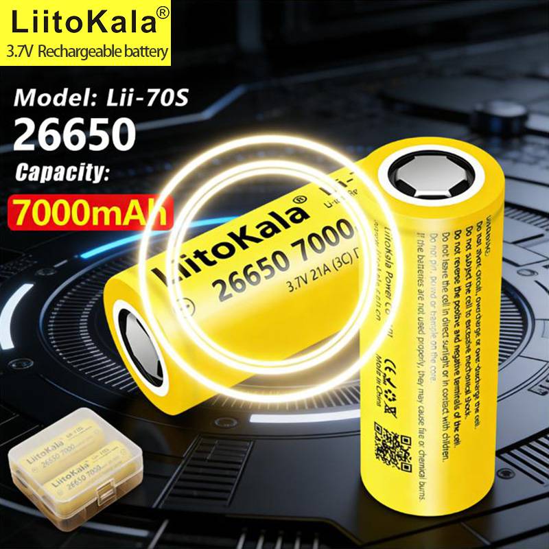 LiitoKala 26650 7000mAh Li-ion 3.7v Rechargeable Battery for Flashlight 35A 3.7V Power Batteries