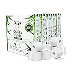 The Cheeky Panda Bambutoalettpapper i 3 lager, storpack | 48 rullar x 200 ark (9 rullar x 5) | toalettpapper, plastfritt förpackat | Eko toapapper