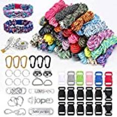 Paracord Set Paracord 550 Corde Set Nylon Cord DIY Paracord Bracelet Paracord Cords Rope Multifunktion Innehåller Rope Buckle och Sewing Needles Keychain Paracordset, snodd, nyckelring