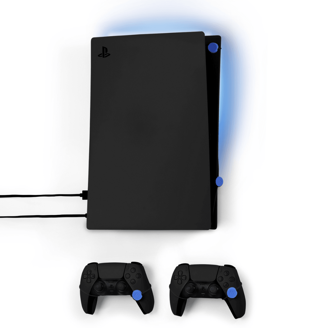 PlayStation 5 (PS5 Original) Wall Mount (Disc and Digital) - Bundle Deluxe: Wall Mount for PS5 + 2x controllers + LED light + Covers (SAVE 30%) / Black
