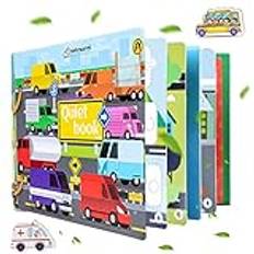 HIQE-FL Montessori Busy Book for Kids, Montessori tyst bok, sensorisk bok, pusselbok, sensoriska leksaker, spädbarn pussel pedagogiska leksaker, förskola pedagogisk leksak (transport)