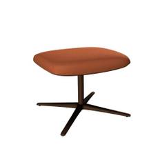 Walter Knoll - Kyo Lounge Footstool 170-H1, Powder-Coated Black Matt, Upholstered, Leather Cat. 50 Rodeo-Soft 1361 Cream, 4-star Base, Teflon Glides - Fotpallar - Pearson Lloyd - Vit - Läder/Metall/Skum
