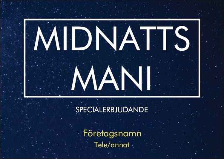 A6-flyers - Marinblåa - Midnatt Galenskap - Konst & Underhållning