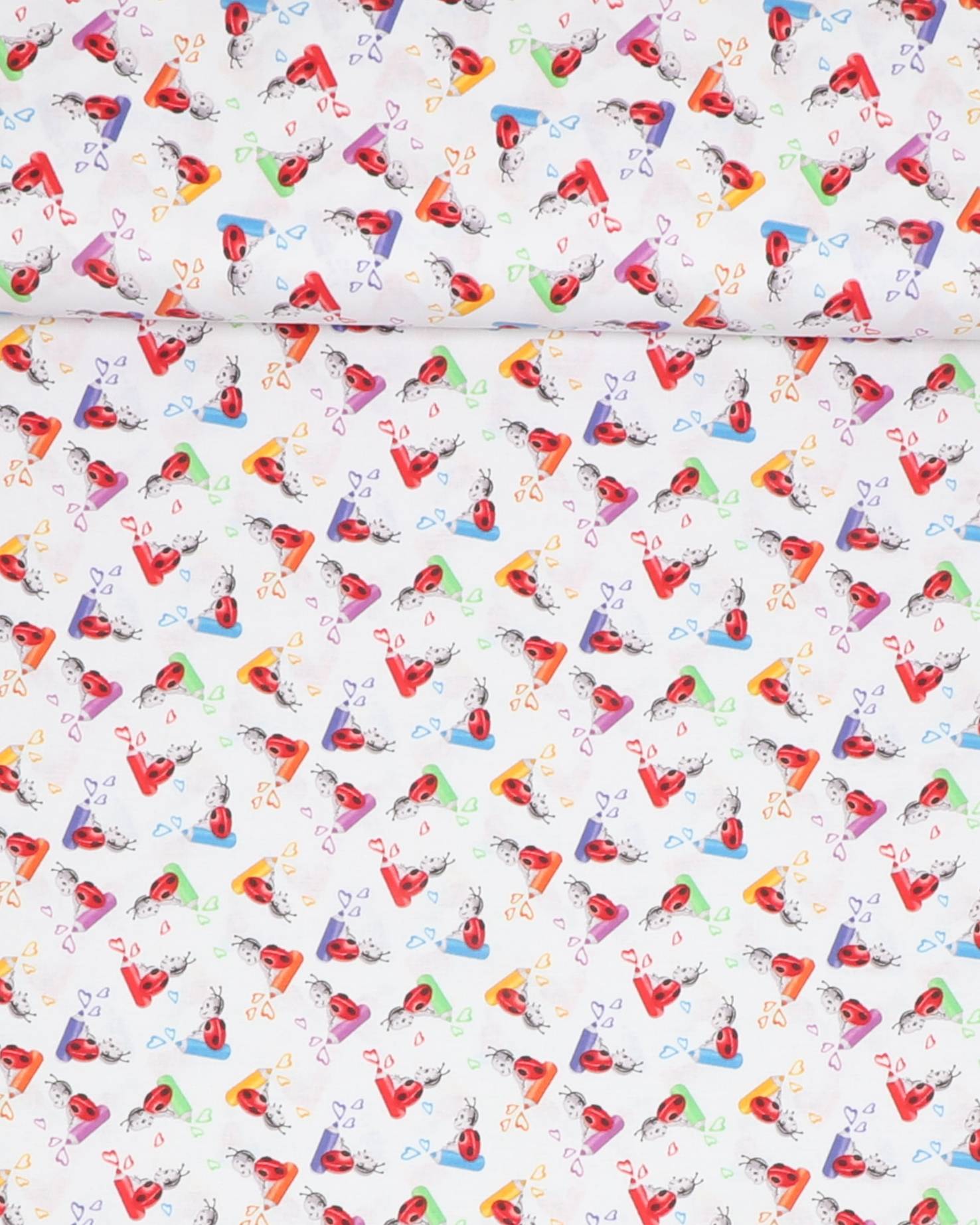 Painting the world, mariehøns tegner hjerter - Patchwork - 100% Bomuld