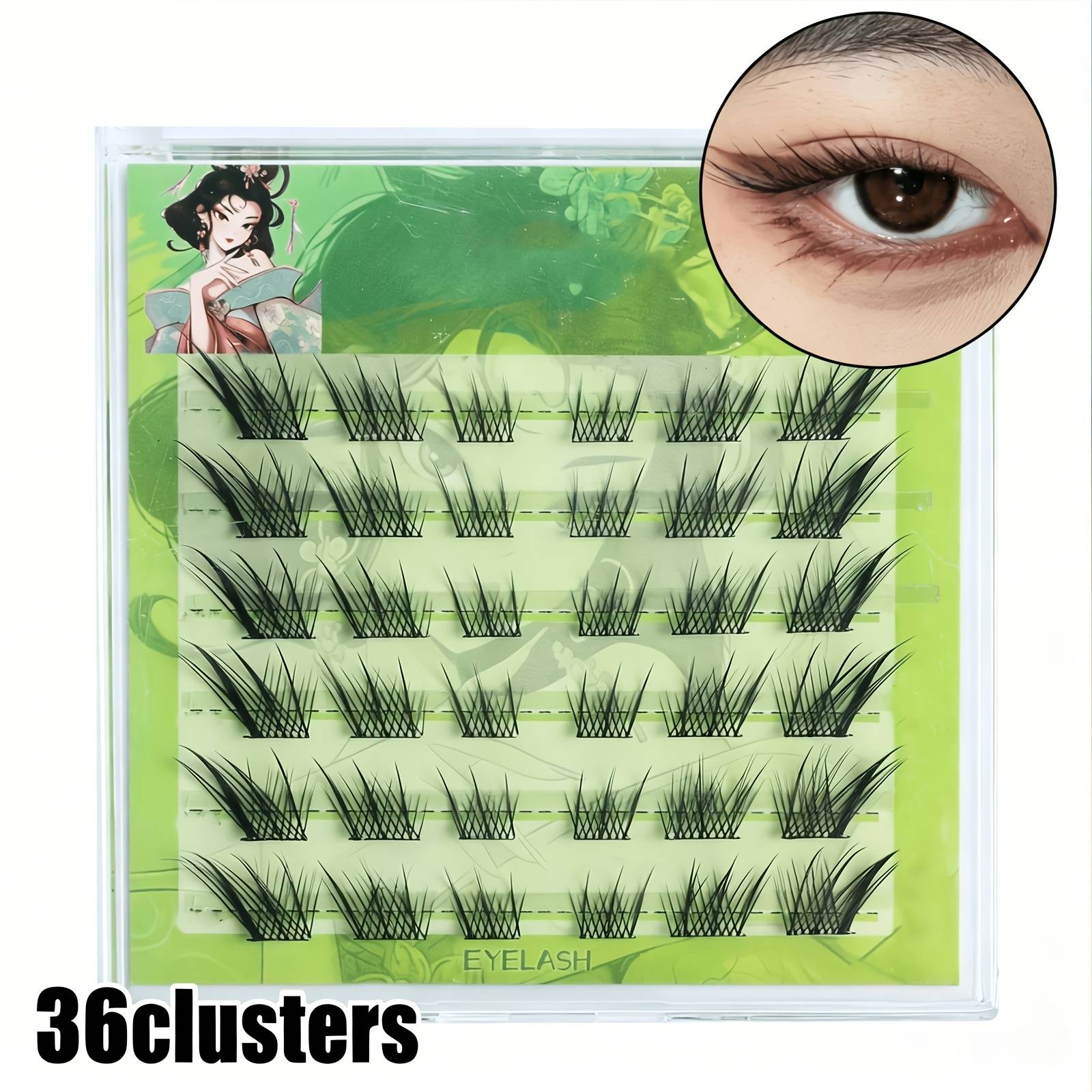 120 Clusters/36 Clusters Of Self-adhesive False Eyelashes Cat Eye Fox Eye False Eyelashes 10-14mm Self-extending False Eyelashes C Fox Series Flying Cartoon Eyelashes To Create A Cool Makeup