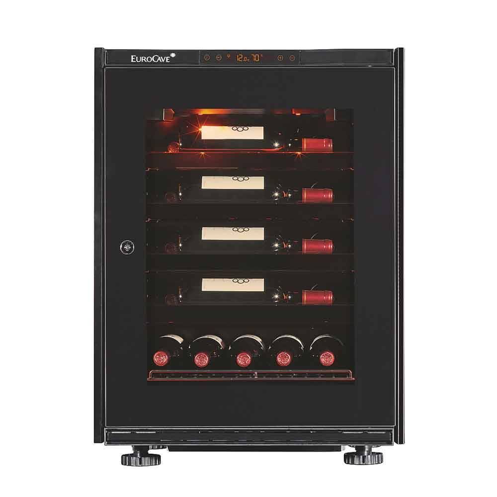 EuroCave Inspiration Small - 28/30 flasker - 1 zone - Access pack - Black//Full glass door.