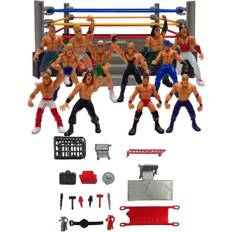 Mini Wrestling Figur Playset, Wrestler Warriors Legetøj Med Firkantet Ring & Tilbehør, Sjovt Miniature Kamp Actionfigurer Gave Til Børn Drenge