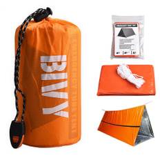 Emergency Shelter Survival Bivy Tube Tent Kit Thermal Blanket SOS Sleeping Bag Waterproof Survival Equipment orange