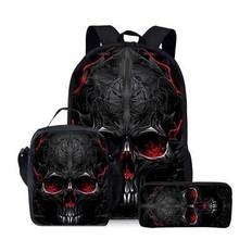 Stylish Backpacks(Single-Layer Backpack+Shoulder Strap Lunch Bag+Single-Layer Pencil Bag)With Adjustable Strap, Zipper Closure,Three Pieces Set Includ - Black