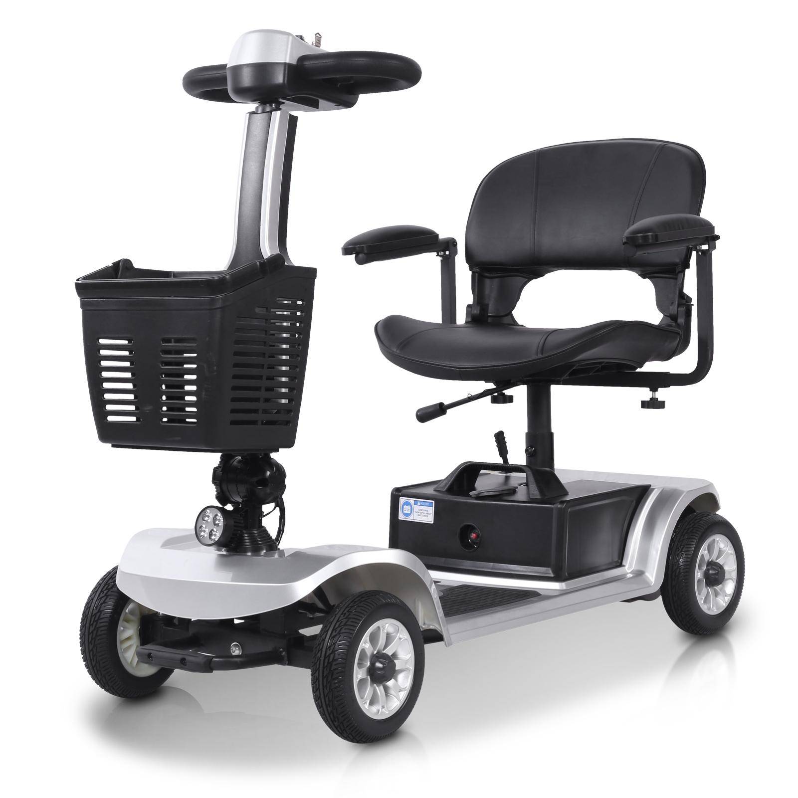 S-02 Four-Wheel Mobility Scooter: 250W Motor, 24V 12Ah Removable Battery, 8-Inch Tires—Convenient Urban Transportation grå