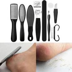 10 ST Foot Rub Pedikyr Set Skrapande fotfil, 10 Ln 1 Foot Tool Kit Exfolierande Ren fotvård Borttagning av död hud Förhårdnader, Skraphyvel, Fotskrubb - Svart