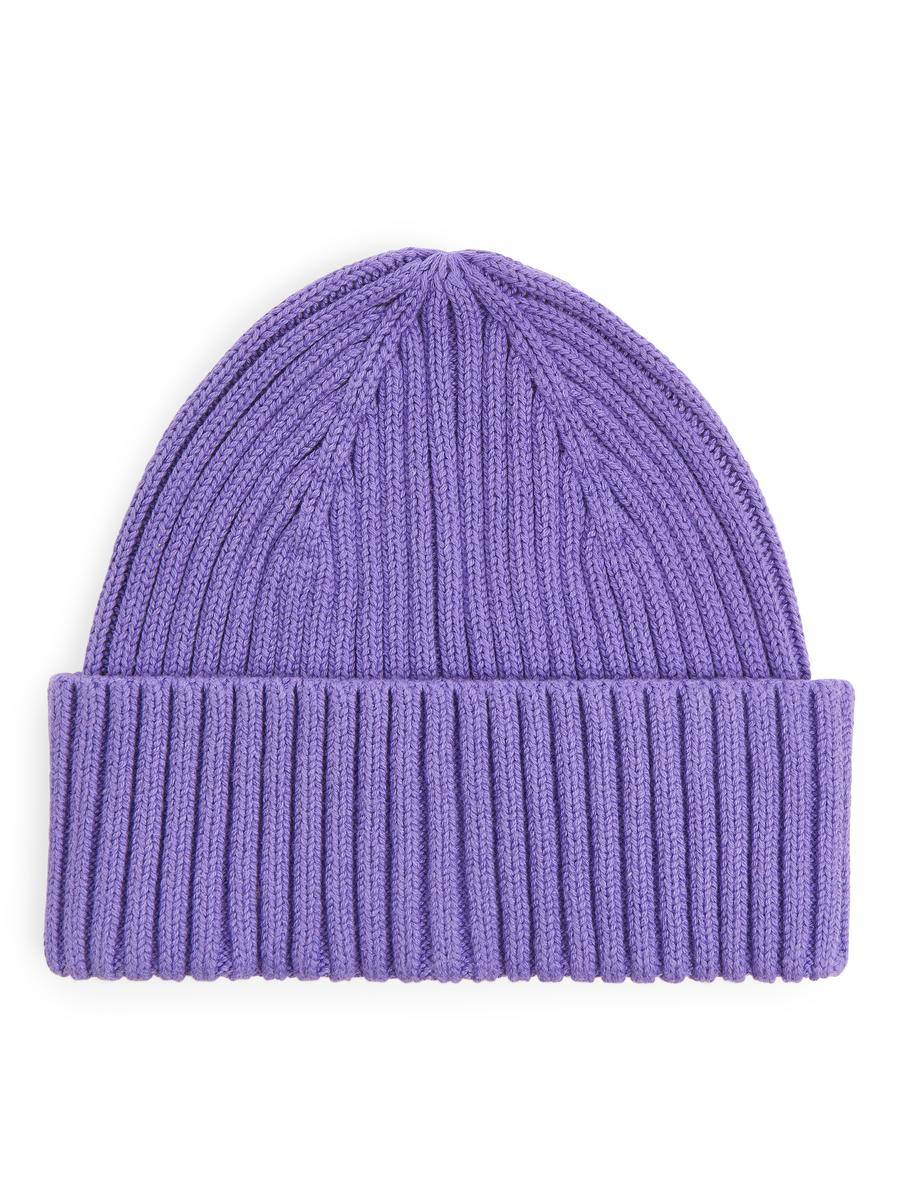ARKET Rib Knit Beanie -Purple, 116/140