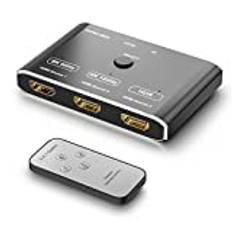 CHENLENIC 3 Port HDMI 2.1 HDR 3In 1Out 8K Switcher Directional 8K@60Hz 4K@120Hz HDR 48 Gbps 3D HDMI-videokonverterare med fjärrkontroll kompatibel med PS5, Xbox x HDMI TVs monitorer (hdmi switch)