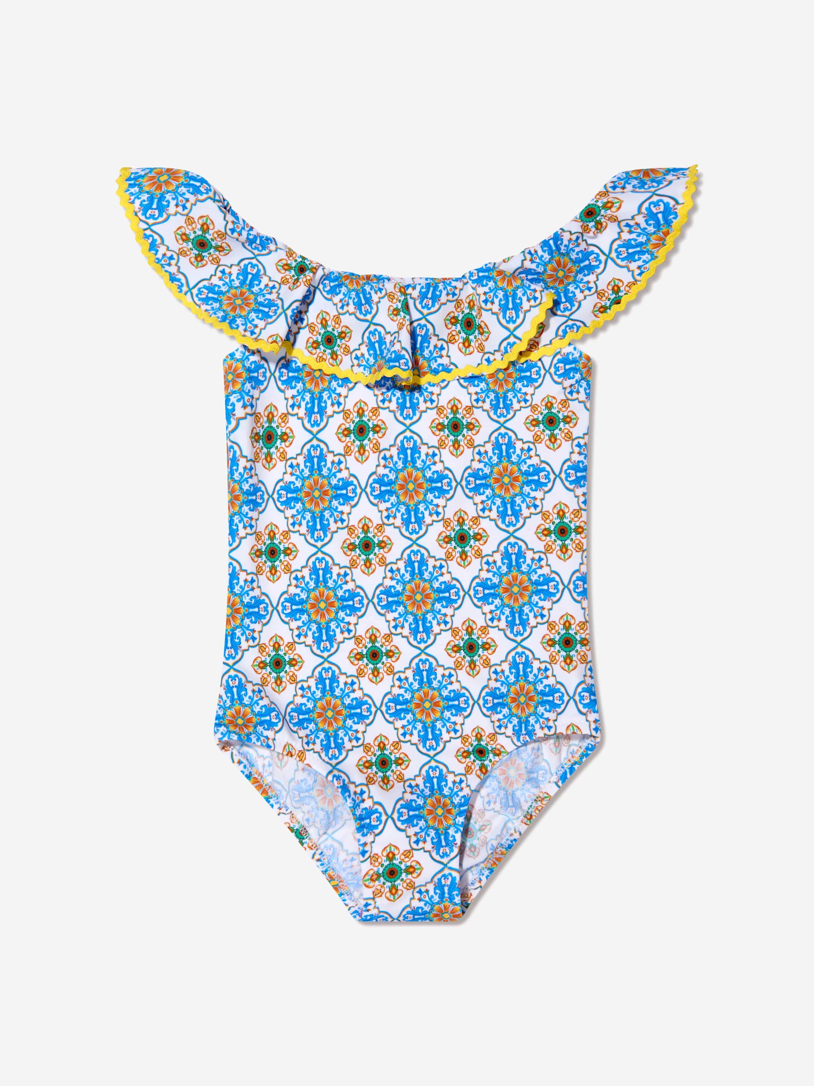 Nessi Byrd Girls Fenty Off Shoulder Swimsuit in Multicolour - Multicoloured / 10 Yrs (10 Yrs)