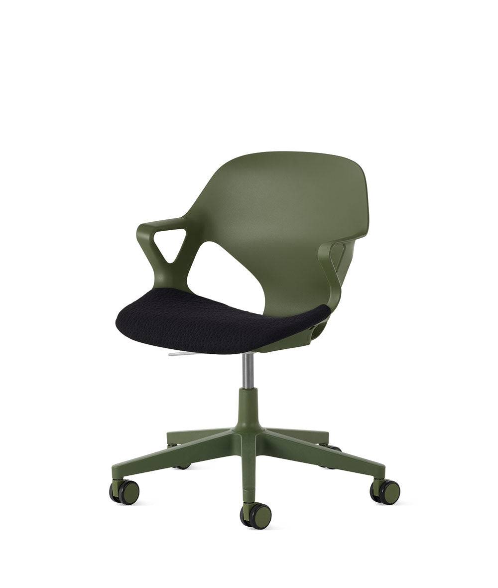 Zeph-stoel vaste armleuningenOlive in Zitkussen/Zwart by Herman Miller