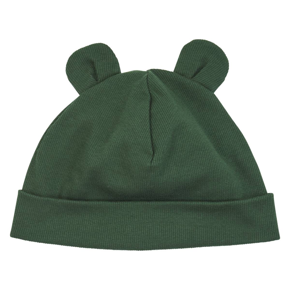 Bear Beanie Rib, Forest Green, Müsli