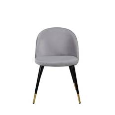 Velvet Dining Chair Brass - Light Grey / Black