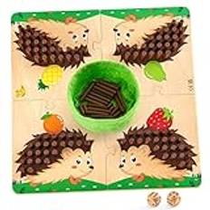 Mystooy igelkott spel brädspel av trä, 100 träpinnar spelspel med tärningar, matematik finmotorik spel och räkneleksak Montessori spel från 3 4 5 år, tärningsspel för barn