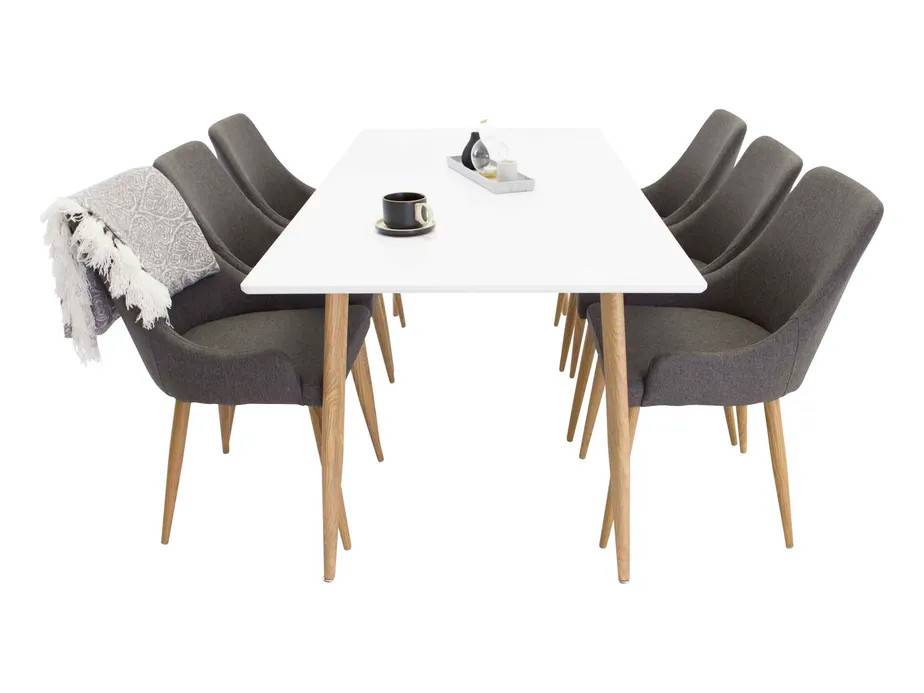 Venture Design Polar & Plaza matgrupp Vit/grå 6 st stolar & bord 180 x 90 cm