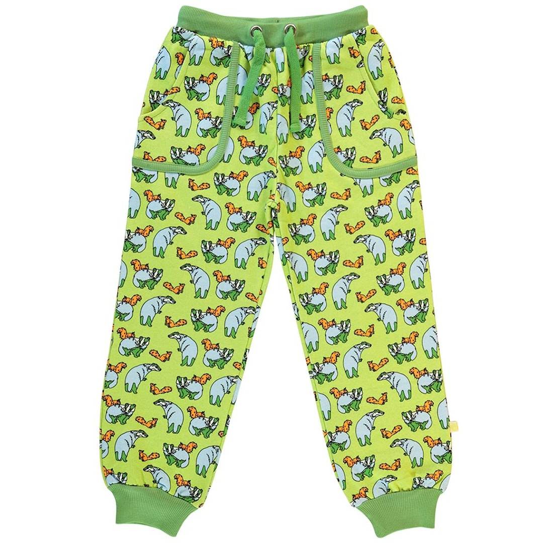 Småfolk Sweatpants with badger and squirrel Pear Green 4-5 Y Grøn 4-5 år Drenge