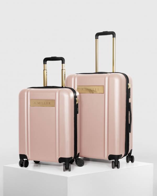 Set med resväska och kabinväska, rosa