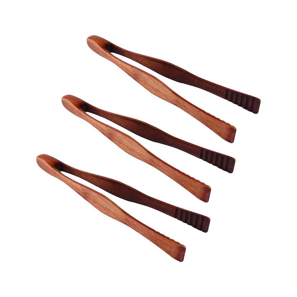 3 Pcs BBQ Tools 26.5cm Wooden Health and Environmental Protection Grilled Food Clip Barbecue Outdoor Portable Tongs