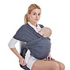 SONARIN premium baby sele wrap babybärare, lämplig för nyfödda, spädbarn och småbarn, mjuk bomull och bekväm spandex, en storlek passar alla, 100 % garanti och gratis leverans, idealisk gåva (mörkgrå)