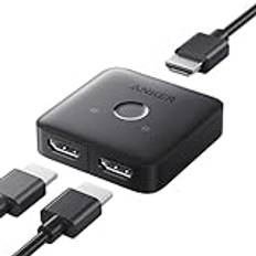 Anker HDMI Switch, 4K 60Hz Bi-Directional HDMI Switch, Adapter with 2-in-1 Output, Stylish Design, Supports HDR, 3D, Dolby, Compatible with Laptops, PC, Xbox Series, PS5/PS4, Projector, Beamer