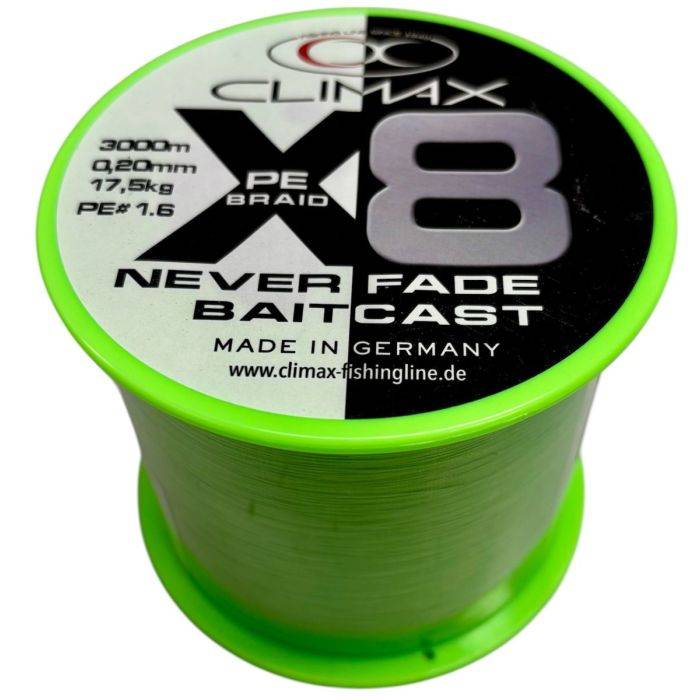 Climax PE X8 Neverfade Baitcast Chartreuse Metermål