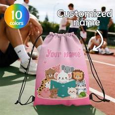 1pc Customized Personalized Name Drawstring Backpack, Cartoon Element Design, Exclusive Travel Bag, Lightweight Drawstring Backpack Suitable For Sport - Multicolor - L,M,S