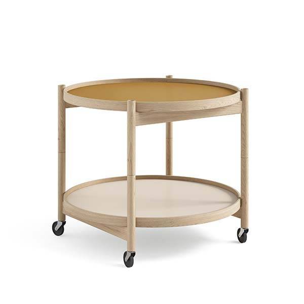 Brdr. Krüger Bølling bakkebord 60 cm. - eg ubehandlet, bakke 1: gul/creme / bakke 2: lys grå/mørk grå