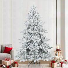 vidaXL Kunstigt bøjelig juletræ snefløjtet Hvid 240 cm PVC, stål