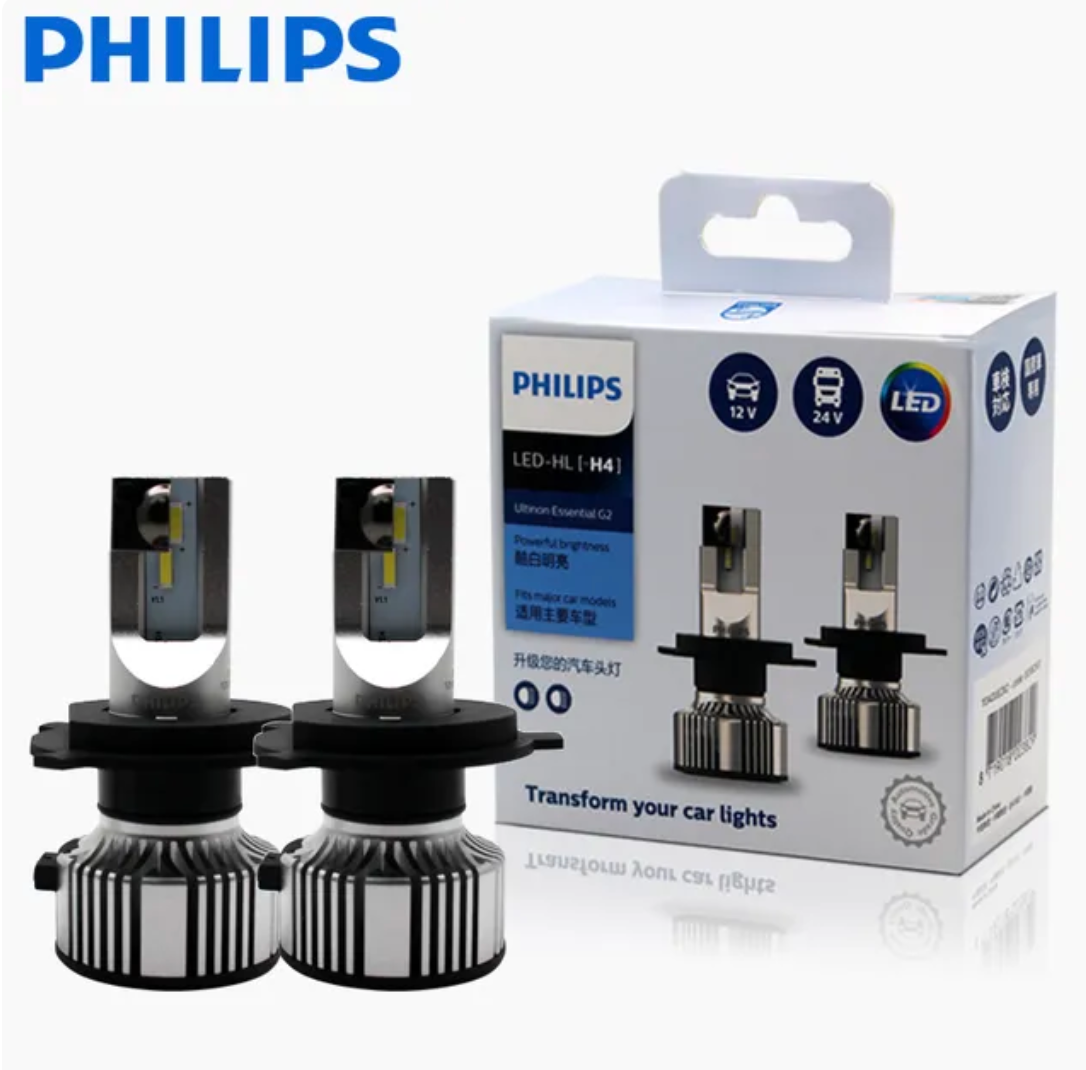 H4 Pære LED - PHILIPS Ultinon Essential G2 - 12V & 24V (2 Stk)