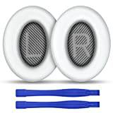 Ainiv Utbytesöronkuddar, 1 par, ersättning för over-ear hörlurarna Bose QuietComfort 35 (QC35) och Quiet komfort 35 II (QC35 II), mjuka öronkuddar i läder, vit