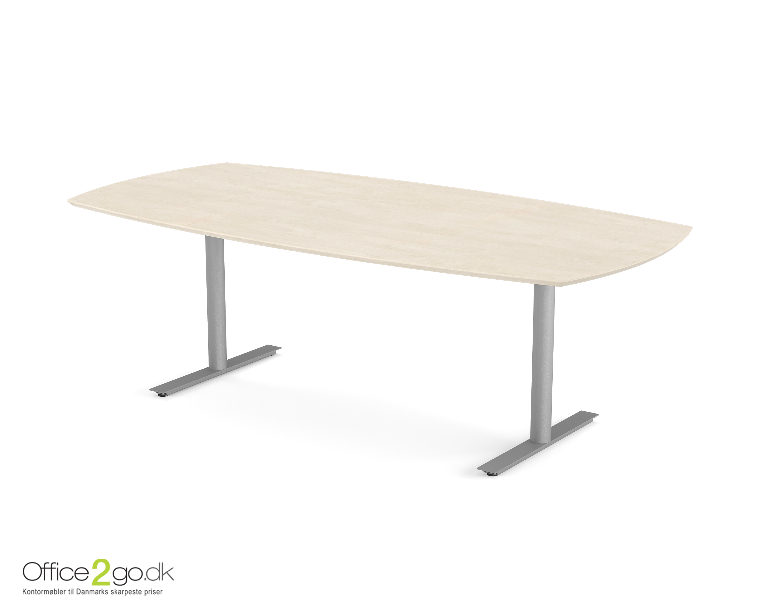 Inline mødebord (tøndeformet bordplade) - 220 cm - Gråt