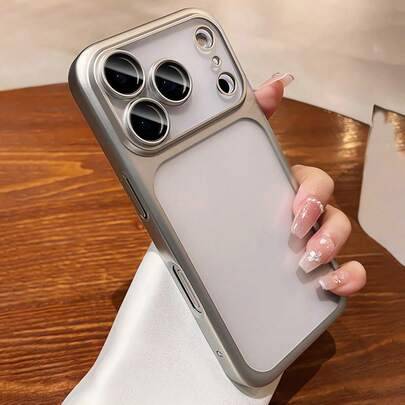 Minimalistiskt nytt matt elektropläterat kameraskyddsfodral, kompatibelt med 18 Pro Max, 18 Pro, 17 Pro Max och 17 Pro, halvtransparent baksida - Silver (iPhone 17 Pro,iPhone 17 Pro Max,iPhone 18 Pro,iPhone 18 Pro Max)