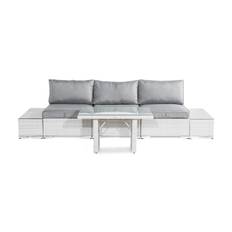 Bahamas Loungegrupp utomhus - Soffgrupp till balkong 3-sits Loungeset i konstrotting utemöbler Vit / Gråa dynor & loungegrupp Grå,Vit Comfort Garden